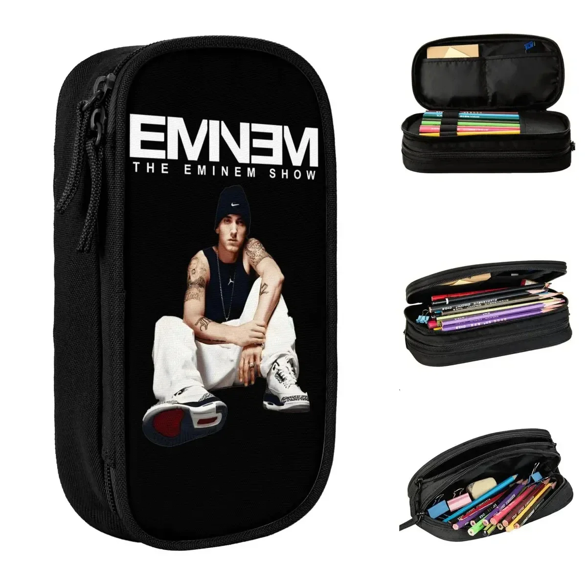 

Eminem Hip Hop Rapper Pen Box Double Layer Large Capacity School Accessories Pencil Box Amazing Giftfor Teens Girls Adults Stude