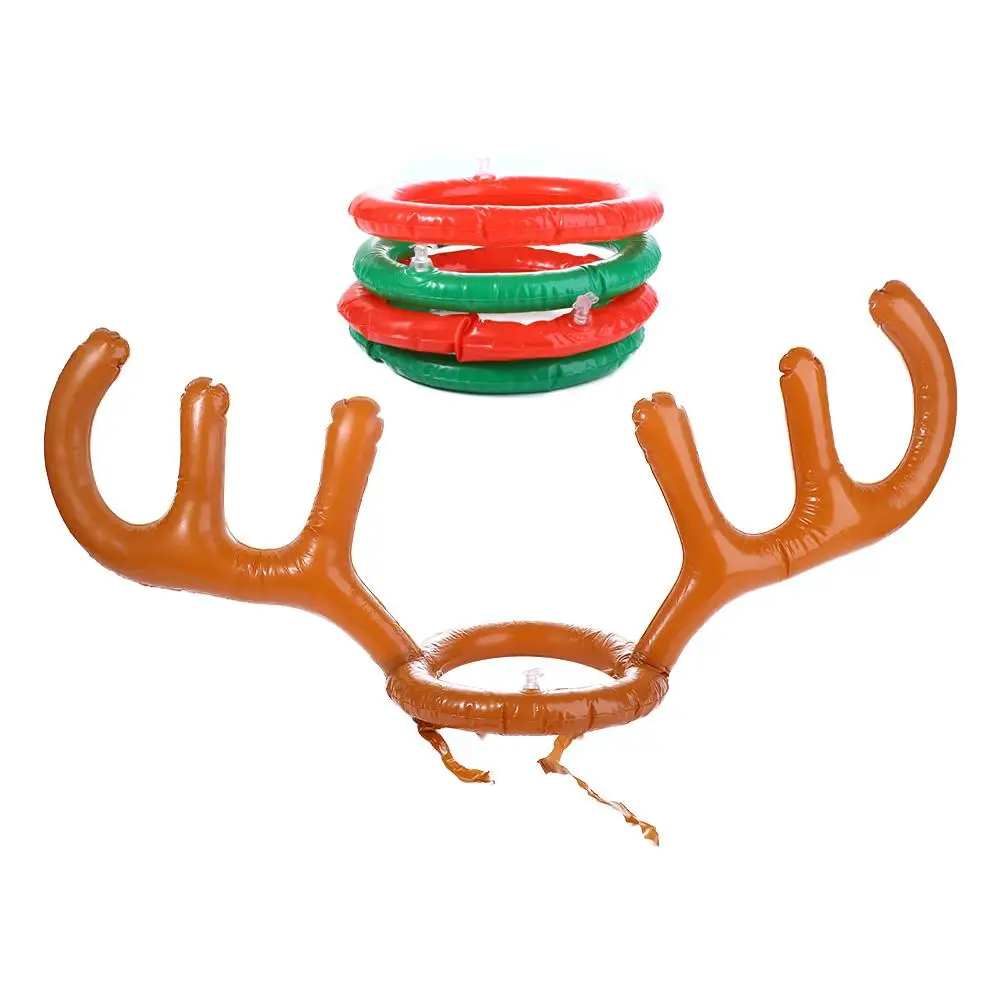 

Party Noveltly Festival Ring Toss New Year Gift Reindeer Ferrule Game Christmas Headband Inflatable Antler Hat Inflated Toys