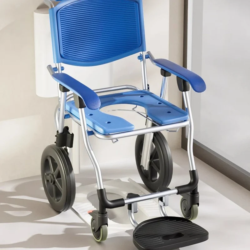 Factory Direct 2026 Bathroom Chair Portable Elderly Wheels Medical Stool Space Saving Disabled Metal Silla Plegable Home