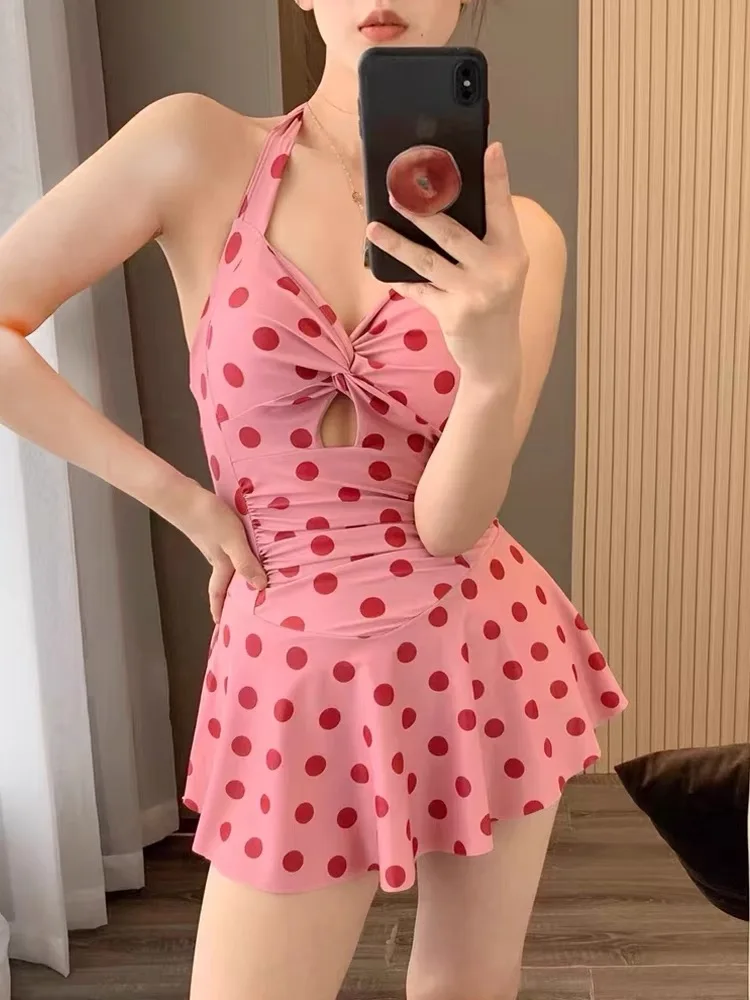 

Women's 2025 New Sle Skirt Sle Swimsuit Slimming Belly Covering Small Chest Ideal for Island Hot Spring Swimming