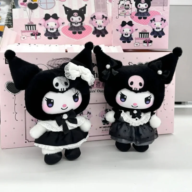 Genuine Kuromi Melody Piano Blind Box Sisters Outfit Plush Series Kawaii Anime Figure Doll Decor Bag Pendant Surprise Girls Gift
