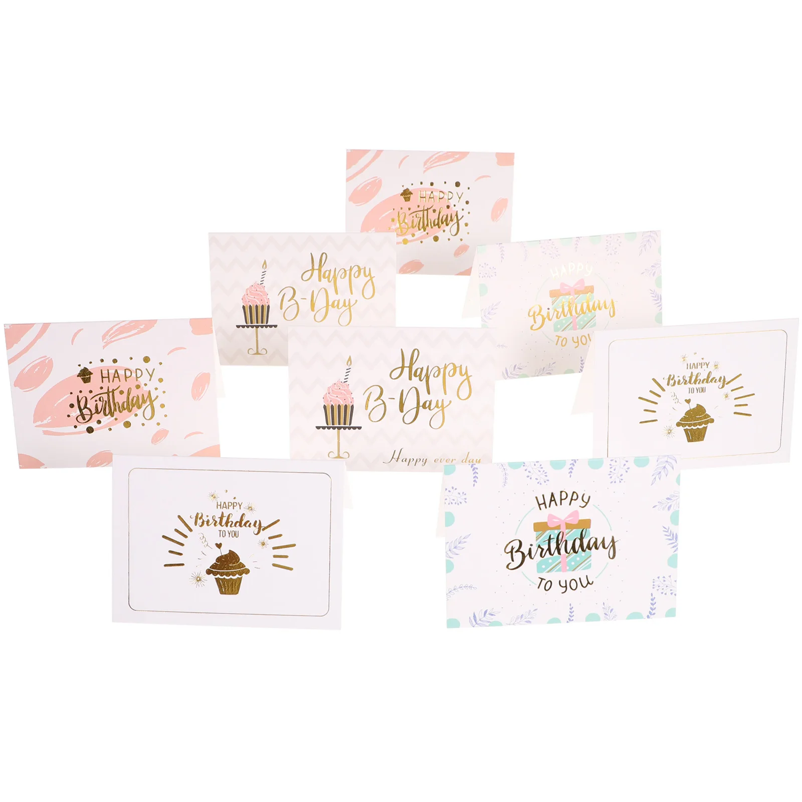 

40Pcs Happy Birthday Greeting Cards Assorted Decorative Cards for Party Celebration Writing and Blessings