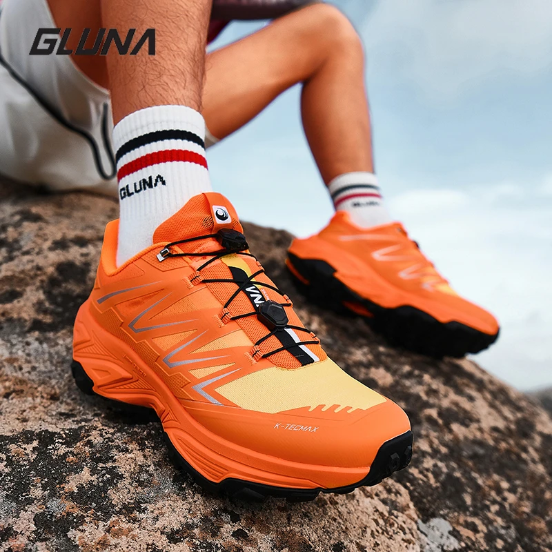 GLUNA HIKING Shoes men Breathable Outdoor Sports Shoes Lightweight trekking mesh Casual walking Running Sneakers ankle shoes