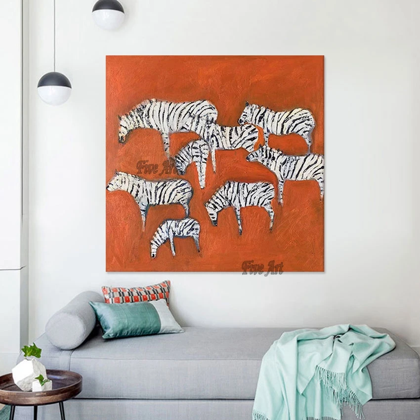 Wall Picture For Bedroom, Zebra Abstract Oil Painting On Canvas, Handmade Artwork, High Quality, Acrylic Art, Home Decoration