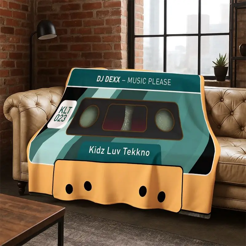 Music Cassette Tape Retro Recorder CD Flannel Blanket Soft Warm Blanket Throw Blanket for Bedroom Living Room Bed Travel Picnic