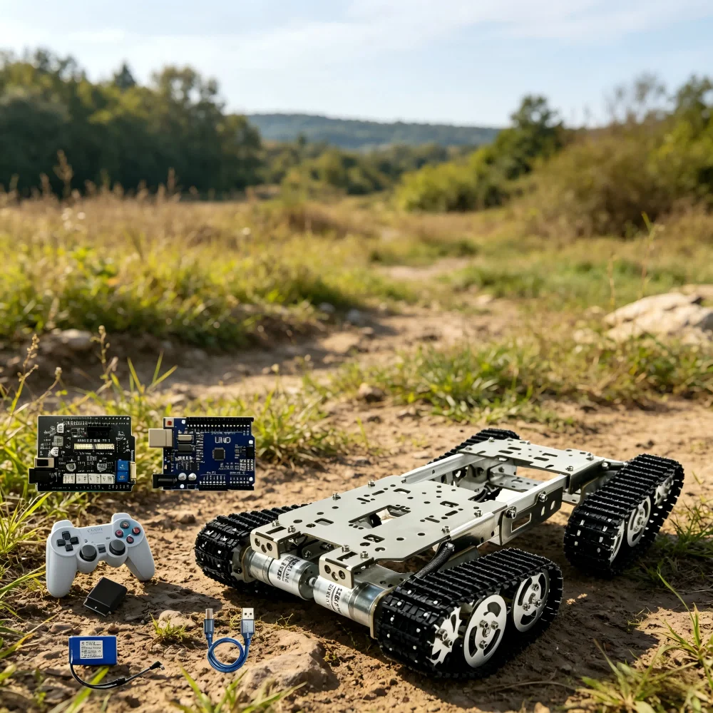 

4WD Tracked Tank Chassis Intelligent Cart, Obstacle-Crossing Robot Load 12KG+ Experimental Model