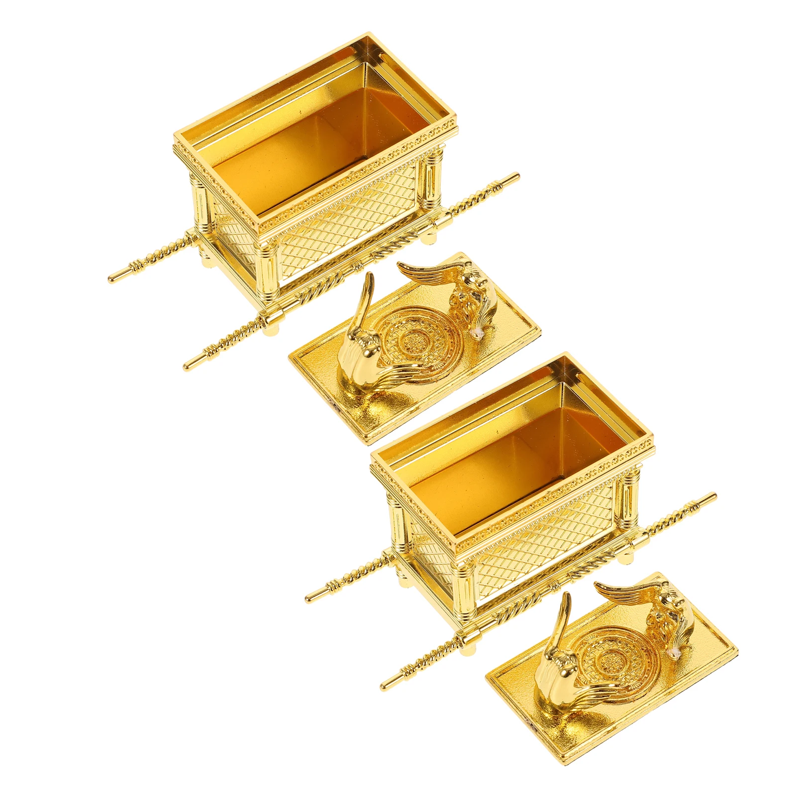

2pcs Church Ark Of Decor: Zinc Alloy Covenant Box Religious Craft For Home Faith Statue Desktop Ornament Religion Collection