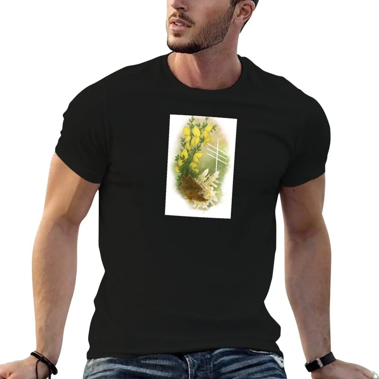

OGHAM art - nGEADAL The Broom plant T-Shirt mens graphic t shirts t shirts for man cotton T-Shirt
