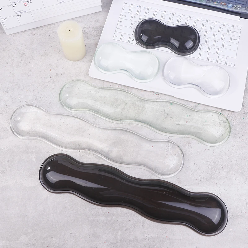 

Transparent Silicone Mouse Pad With Wrist Rest Keyboard Rest Anti Slip Desktop Office Game Console Mouse Wrist Protection Rest