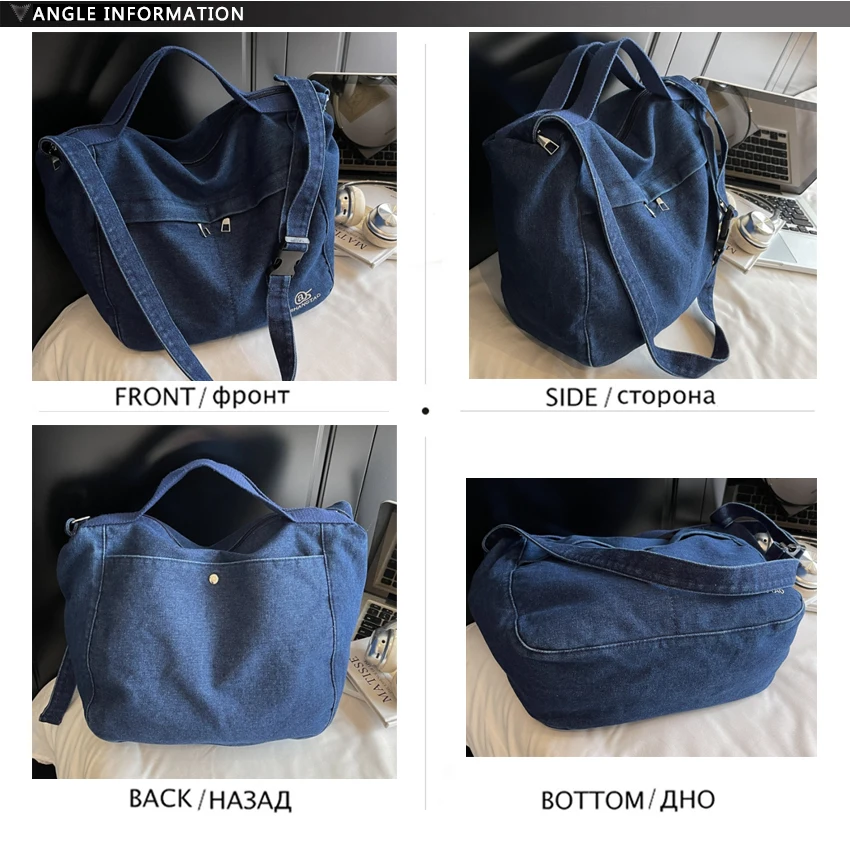 Fashion Soft Denim Bag for Women Designer Artistic Versatile Casual Crossbody Bag Wide Shoulder Strap Single Mid Shoulder Bag