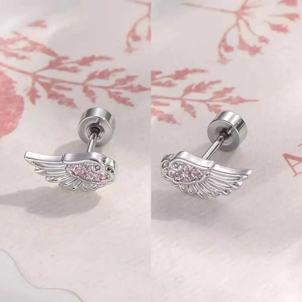 Fashion Silver Color Zircon Wing Stud Earrings for Women Luxury Shiny Crystal Geometric Personality Ear Bone Nail Jewelry Gifts image 5