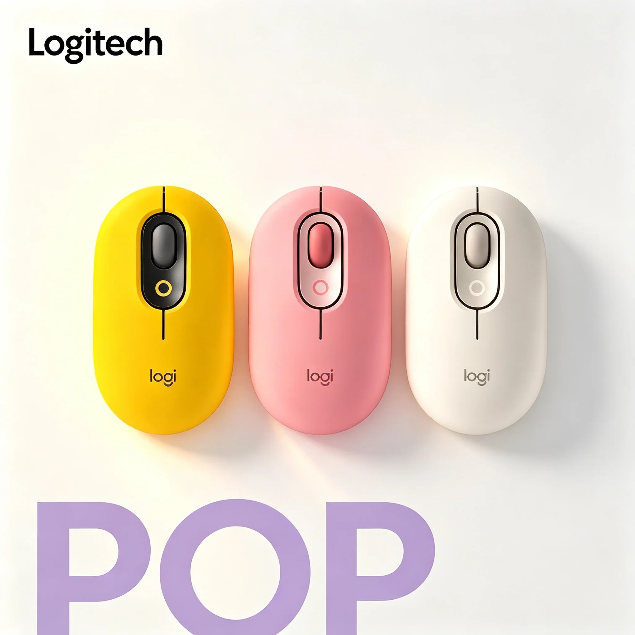Logitech POP Wireless Silent Bluetooth Mouse Fashion Pastel Color Compact Portable Mouse For Office Study Laptop Desktop Work