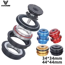 VIARONBicycle headset 34mm 44mm integrated 1 1/8 mtb bike steering cups for Mountain cycling fork bearing box column press vtt