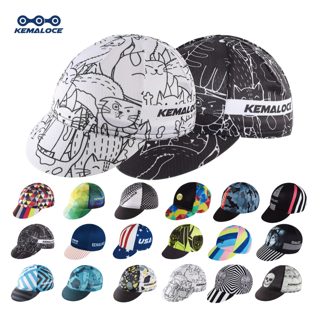 KEMALOCE Men Cycling Cap Anti-UV Summer Elastic Quick Dry Bike Cap 2023 White/Black/Blue Mesh Outdoor Breathable Cycling Hat