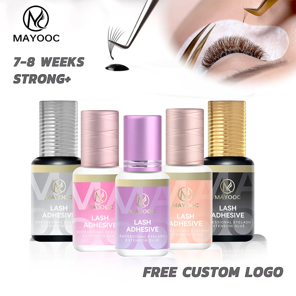 MAYOOC Fast Dry Strong Eyelash Extension Glue 5ml Adhesive 7-8 Weeks Non Odor False Lash Glue Makeup Tool Free Custom logo