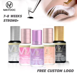 MAYOOC Schnell trocknender, starker Wimpernverlängerungskleber, 5 ml, selbstklebend, 7–8 Wochen, geruchsneutral, falscher Wimpernkleber, Make-up-Werkzeug, kostenloses individuelles Logo