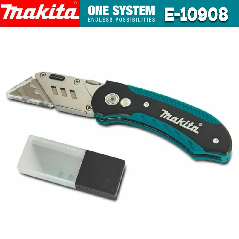 Makita Utilitário Faca Dobrável Cortador de Tubulação Faca de Bolso Cabo de Madeira Faca Cortador de Papel Lâmina Desembalagem Ferramentas Cortador E10908