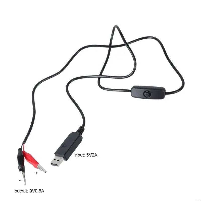 USB To 9V Alligators Clips Cable Voltages Step Up Power Supply Cord with Switching For 9V Meter Remote Small Electronics