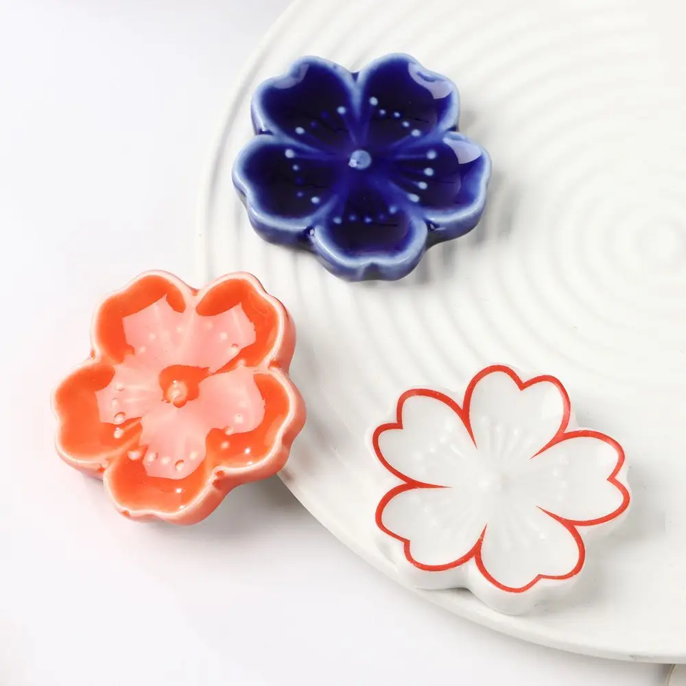 New Kitchen Spoon Fork Chopstick Rest Chopsticks Holder Sakura Blossoms Colorful Ceramic