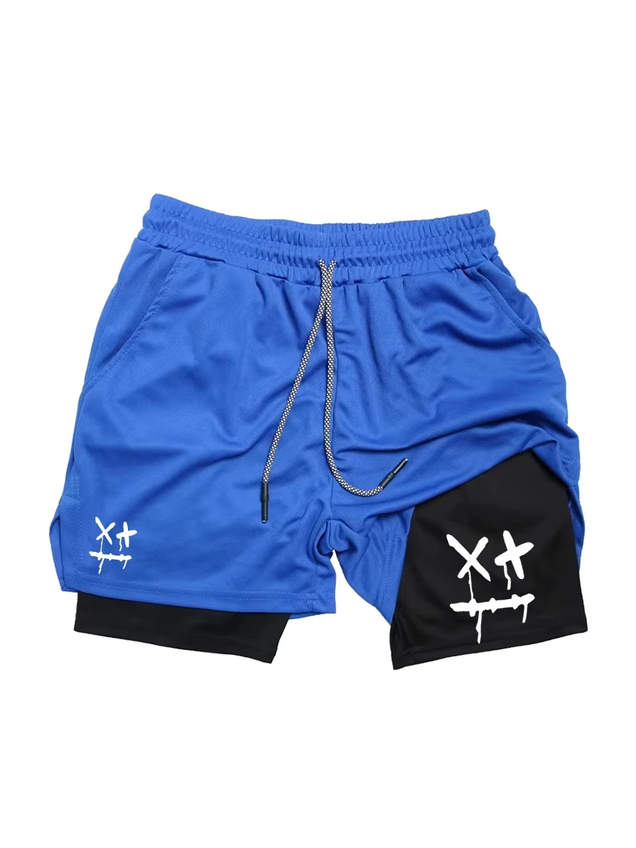 

2-in-1 Men's Workout Shorts Quick Dry with Phone Pocket Towel Loop Gym Running Fitness Compression JW10102