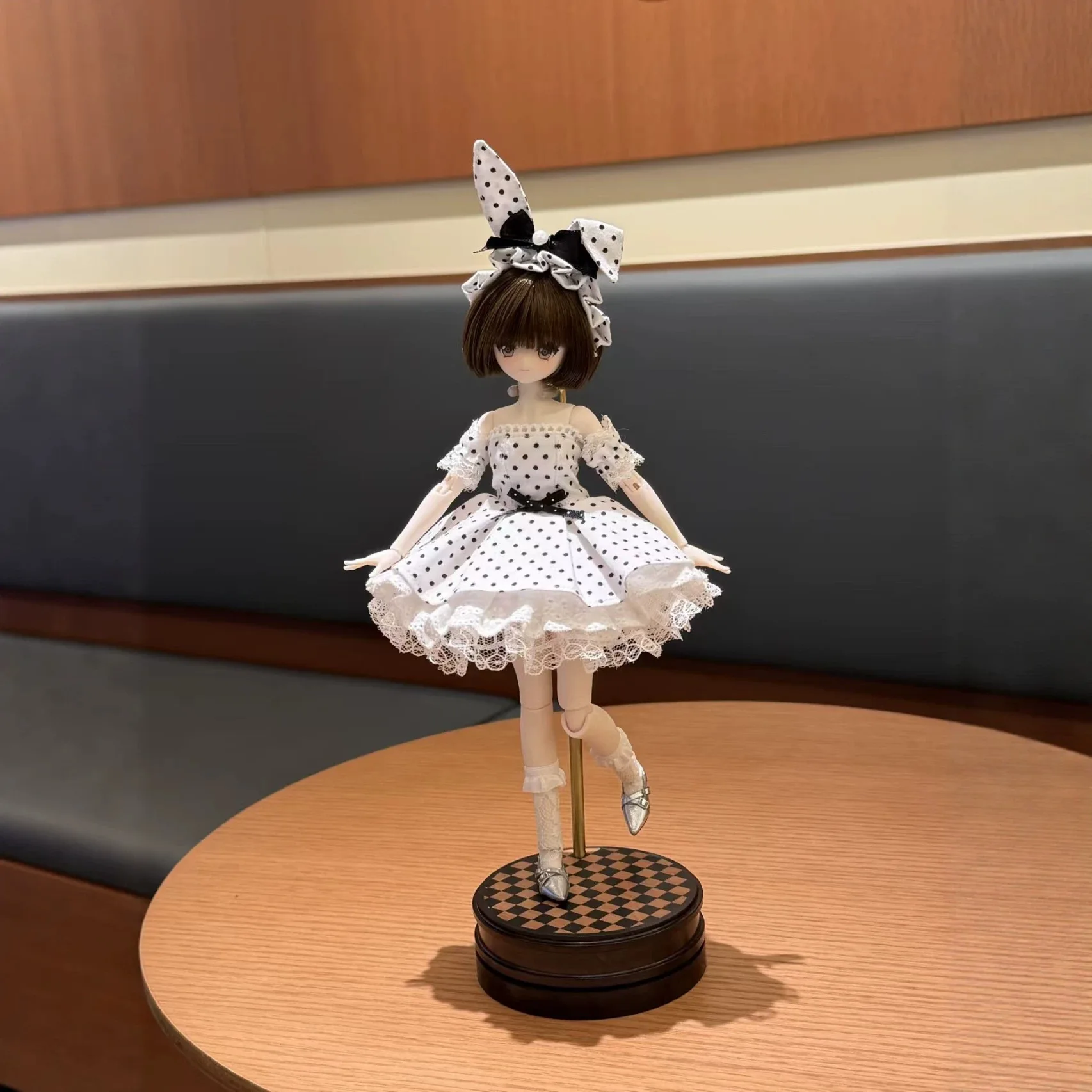 1/6 BJD Doll Clothes Parts Cute Polka-dot Bunny Girl-themed Lolita Dress+Headwear+Socks For OB22/OB24 BJD Doll Blythe Azone
