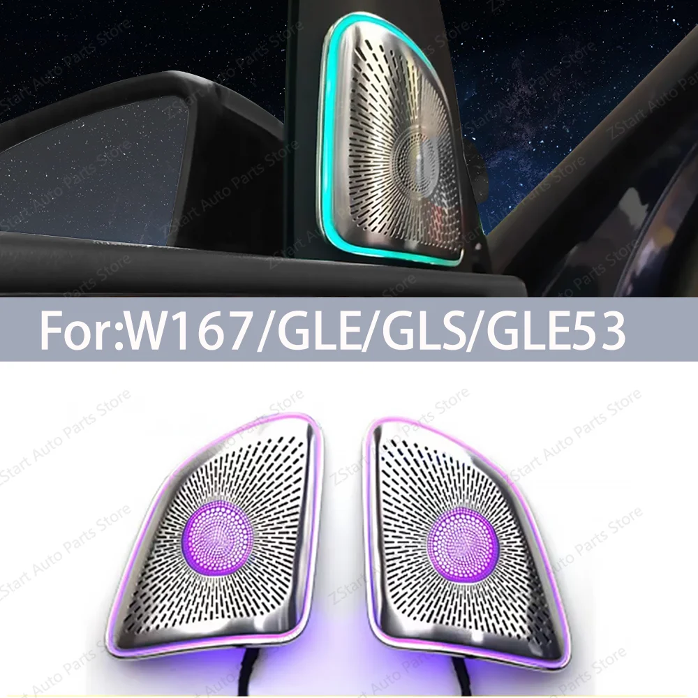 3D Lautsprecher Hochtöner Abdeckung Metall Für Mercedes Benz GLE Klasse W167 GLE 350 GLE 450 2020 64 Farben LED Umgebungs Licht Auto dekorative