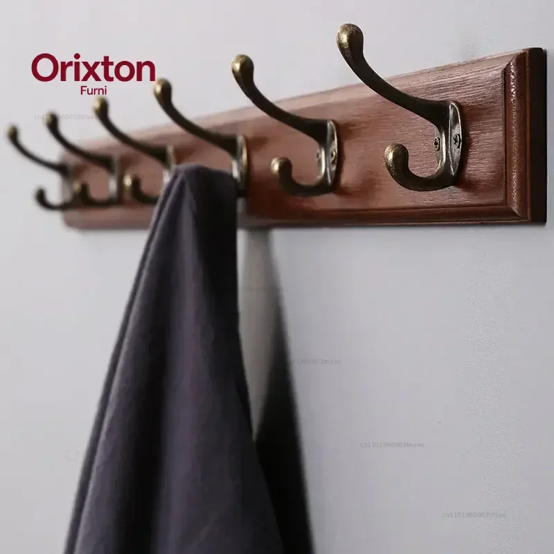 Wall Mounted Solid Wood Coat Rack with 6/7/8 Hooks Clothes Long Hanger Organizer Perchero for Hallway Entrance Decor  Furniture