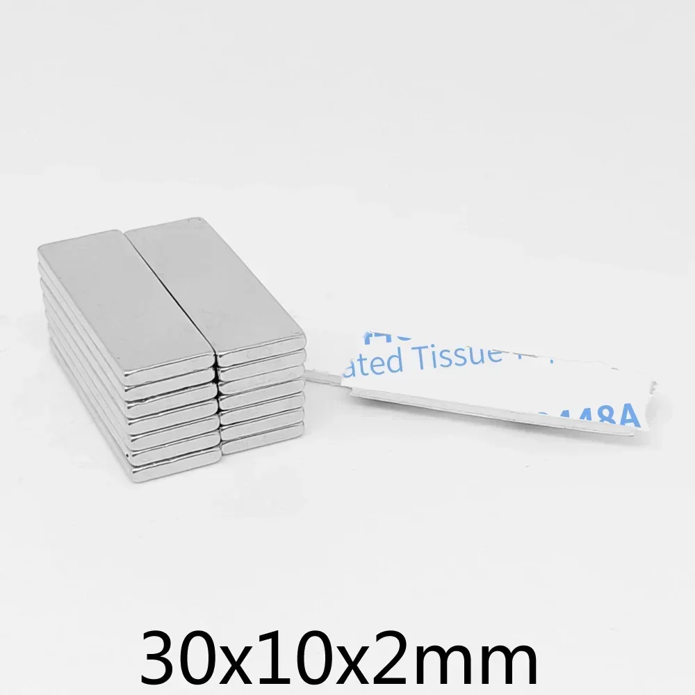 30x10x2mm Block Magnets 30x10x2 Rectangular Rare Earth Neodymium Magnet With Self - Adhesive Tape 30*10*2