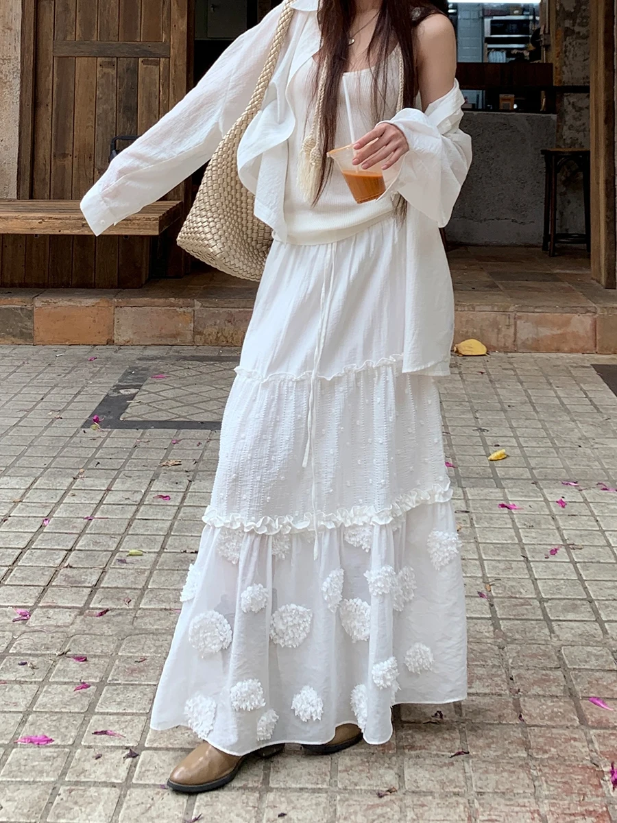 

Low Waist A-Line Skirt White Color Women's Spring Summer New Sle f Body Skirt Fro Sle Skirts G Sle Brand