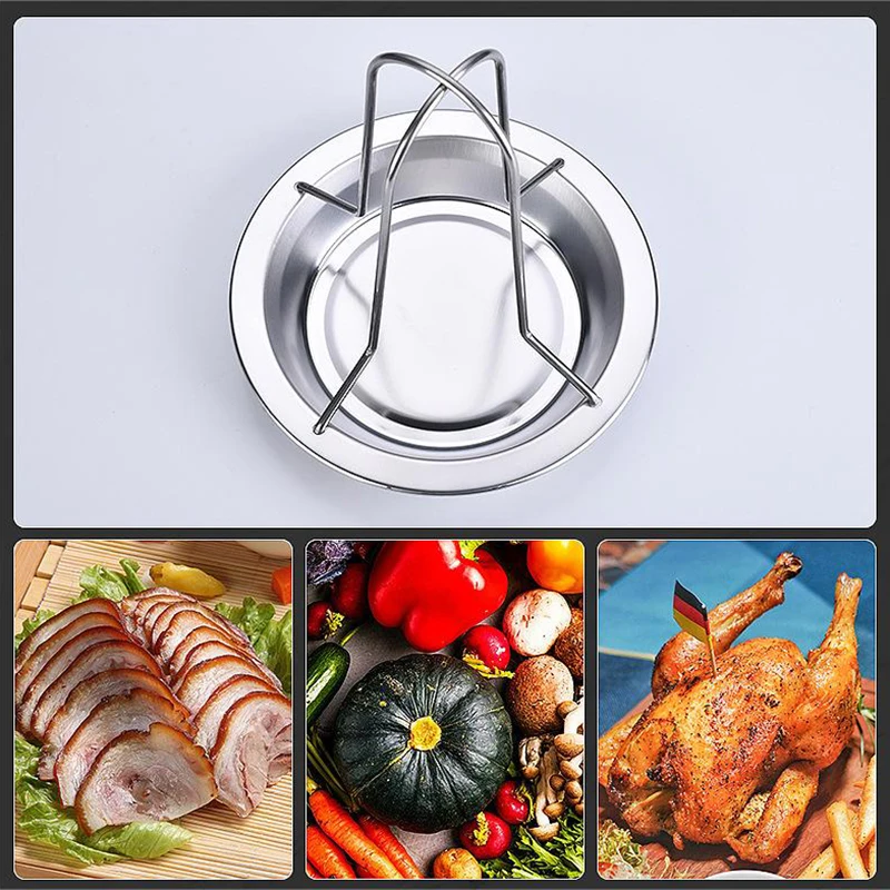 1Pcs Roasting Grill Stand Chicken Roaster Rack Kitchen Outdoor BBQ Tools Carbon Steel Non-stick Grilled Chicken Plate