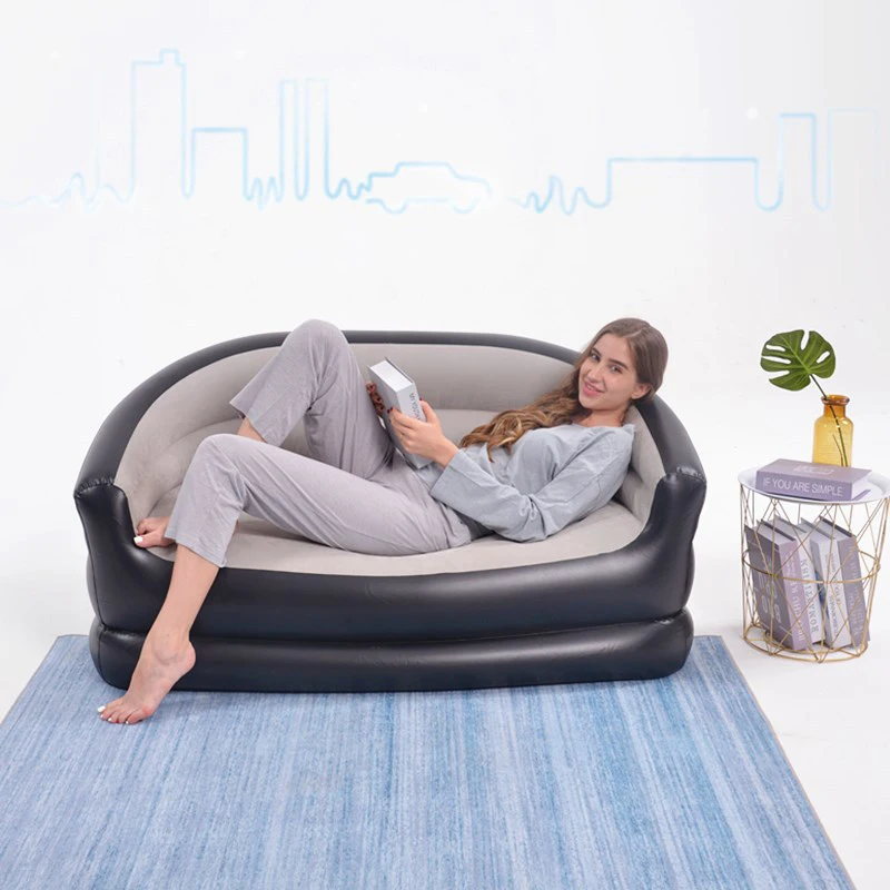 Sofá inflable de aire doble para adultos, silla de amor para playa, jardín, silla reclinable al aire libre, cama plegable, saco de dormir de viaje