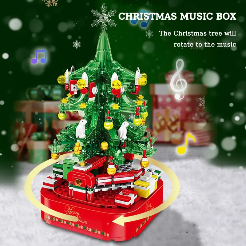 Christmas Tree 506pcs Building Kits-A Festive Build for Kids and Families DIY Music Box Creative Xmas Building Toy Set