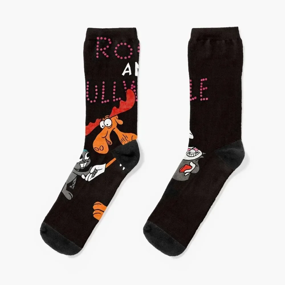 

Tribute to Jay Ward Cartoons Rocky, Bullwinkle, Natasha and Boris with Logotype Classic T-Shirt Socks