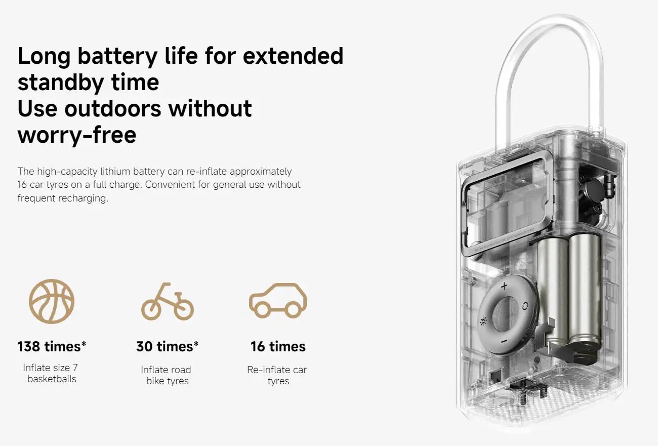 Xiaomi Mijia Tragbarer Luftkompressor 2/2D/2PRO, intelligenter digitaler Luftpumpe zur Reifendruckerkennung, tragbare elektrische Luftpumpe – Detail 19