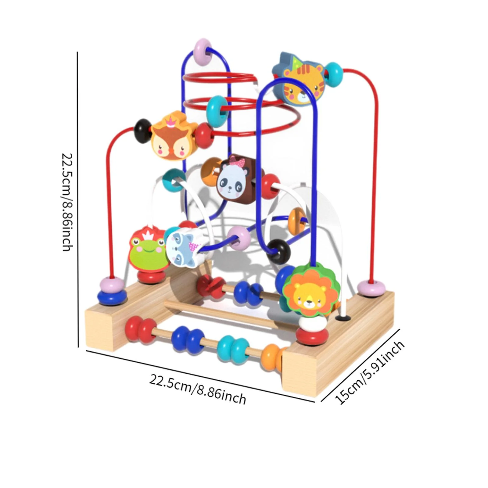 Brinquedo labirinto de contas de madeira, montanha-russa colorida de madeira, raciocínio espacial, contas de matemática, brinquedo pré-escolar para bebês, crianças, meninos e meninas