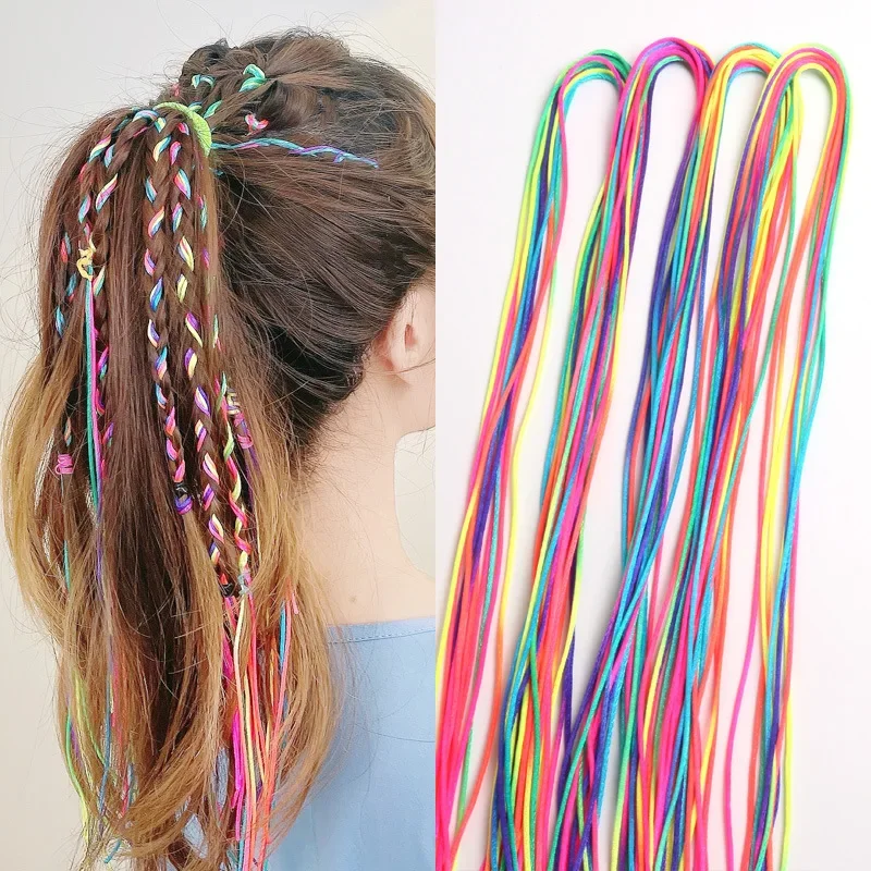 90cm Mix Colorful 4-30Pcs Hair braids Rope strands for african braids Girls DIY Ponytail braids Women Styling Hair Accessories