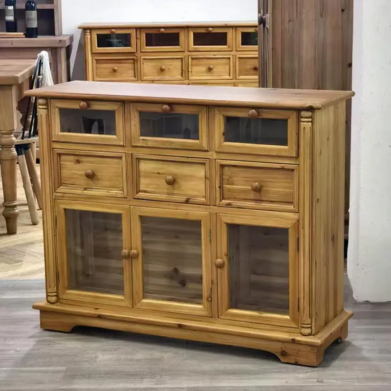 Country Resurrection Log Cream Wind Living Room Indoor Store Double Door Storage Cabinet