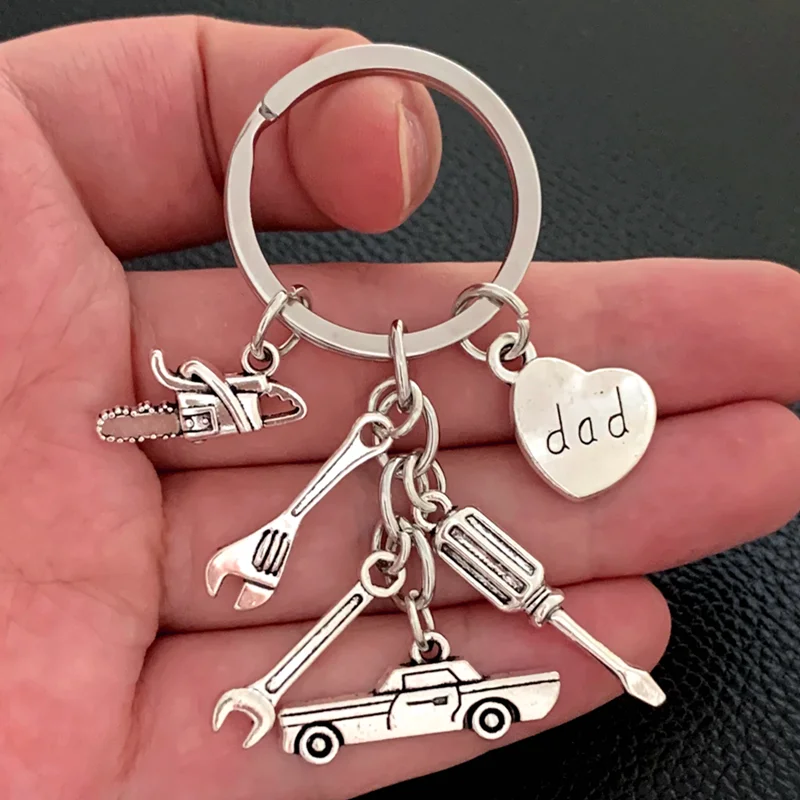 Nuevo llavero de papá, llavero de mecánico, regalos del Día del Padre, herramientas de regalo para amantes del coche, regalo para papá, llavero para padre, recuerdo de estampado de mano