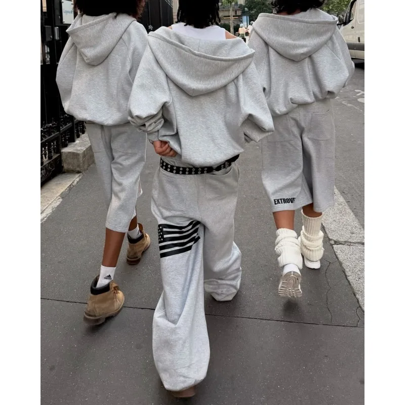 Harajuku القوطية الشارع الشهير العلامة التجارية العصرية سستة البلوز سترة الرجال والنساء فضفاضة عارضة الرياضة Sweatpants مجموعة
