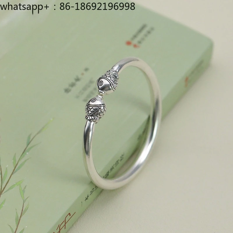 Small Fish Bracelet 999 Sterling Silver Kiss Fish Pisces Chisel Custom Parent-child Silver Bracelet