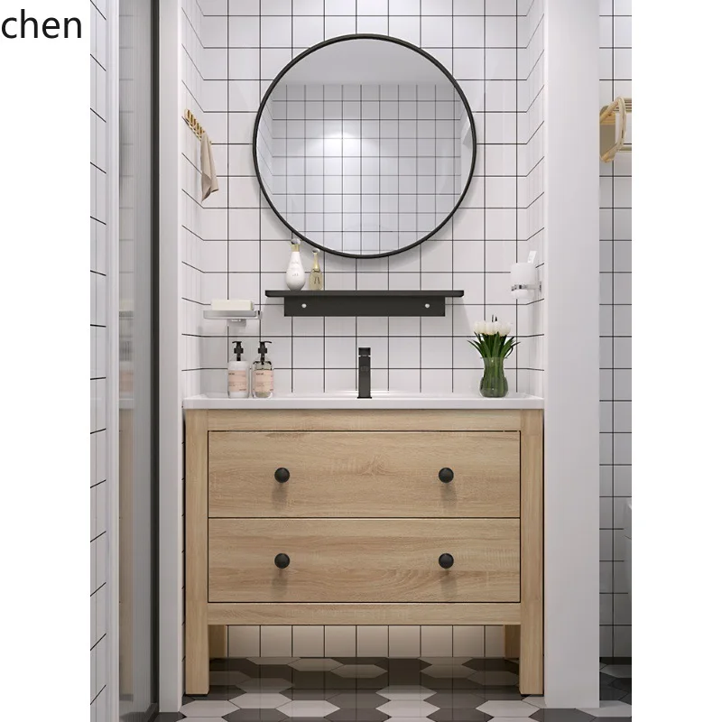YFY Bathroom Cabinet Set Solid Wood Washstand Basin Cabinet Set