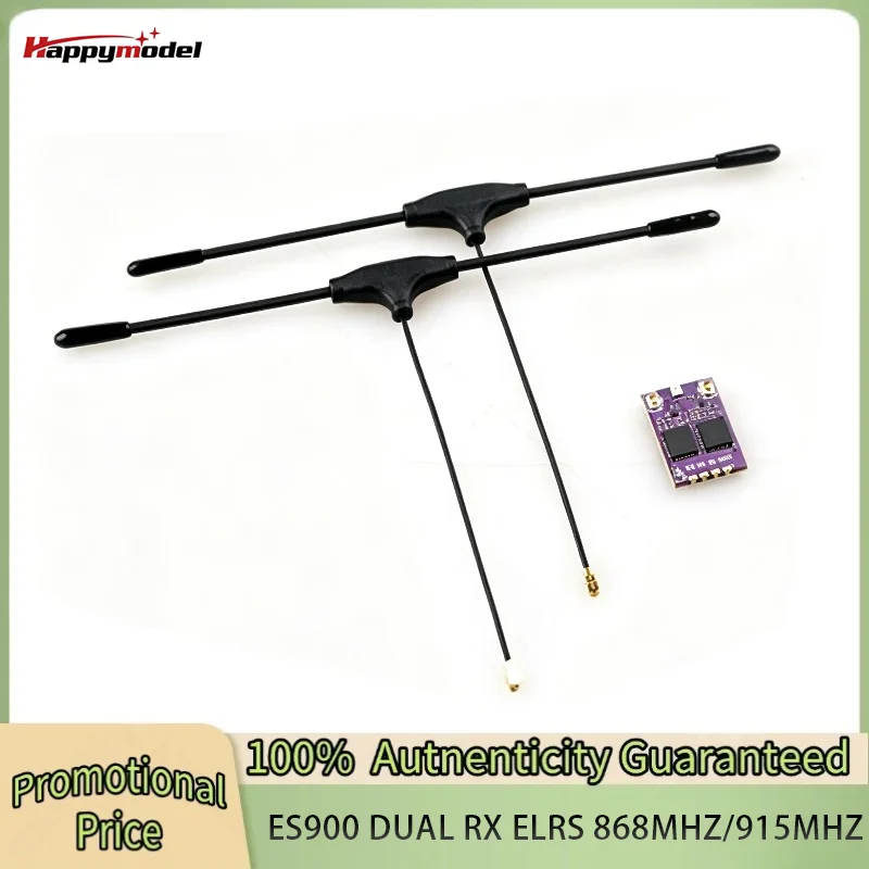 

HappyModel ES900 DUAL RX ELRS Diversity Receiver 915MHz / 868MHz Built-in TCXO for RC Airplane FPV Long Range Drones DIY Parts