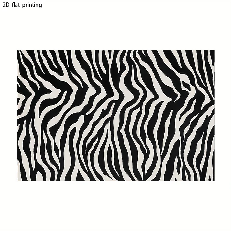Black White Zebra Print 2D Flat Tablecloth, Soft Machine Washable Table Cover for Dining Desk Cafe, Picnic Camping Home Decor