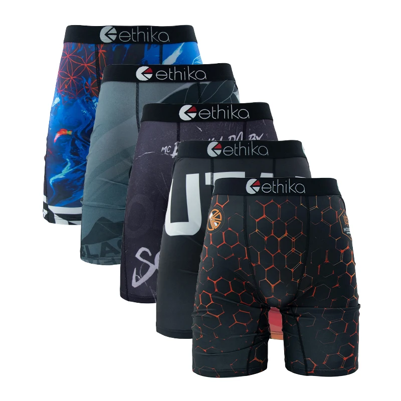 

ETHIKA 5 шт. мужское нижнее белье дышащая сетка с промежностью мужские трусы для плавания плюс размер L-3XL мужские трусы сексуальные мужские боксеры