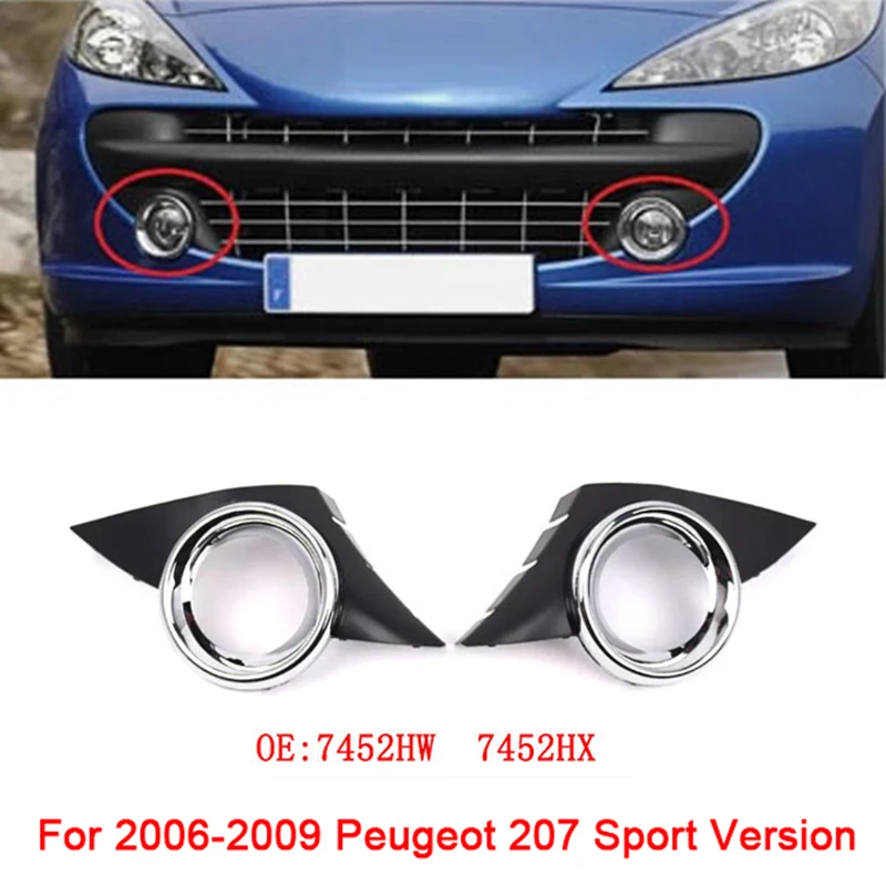 

ABS Black Car Front Bumper Fog Light Cover Lower Bezels Grille for 2006-2009 Peugeot 207 Sports Version 7452HW 7452HX
