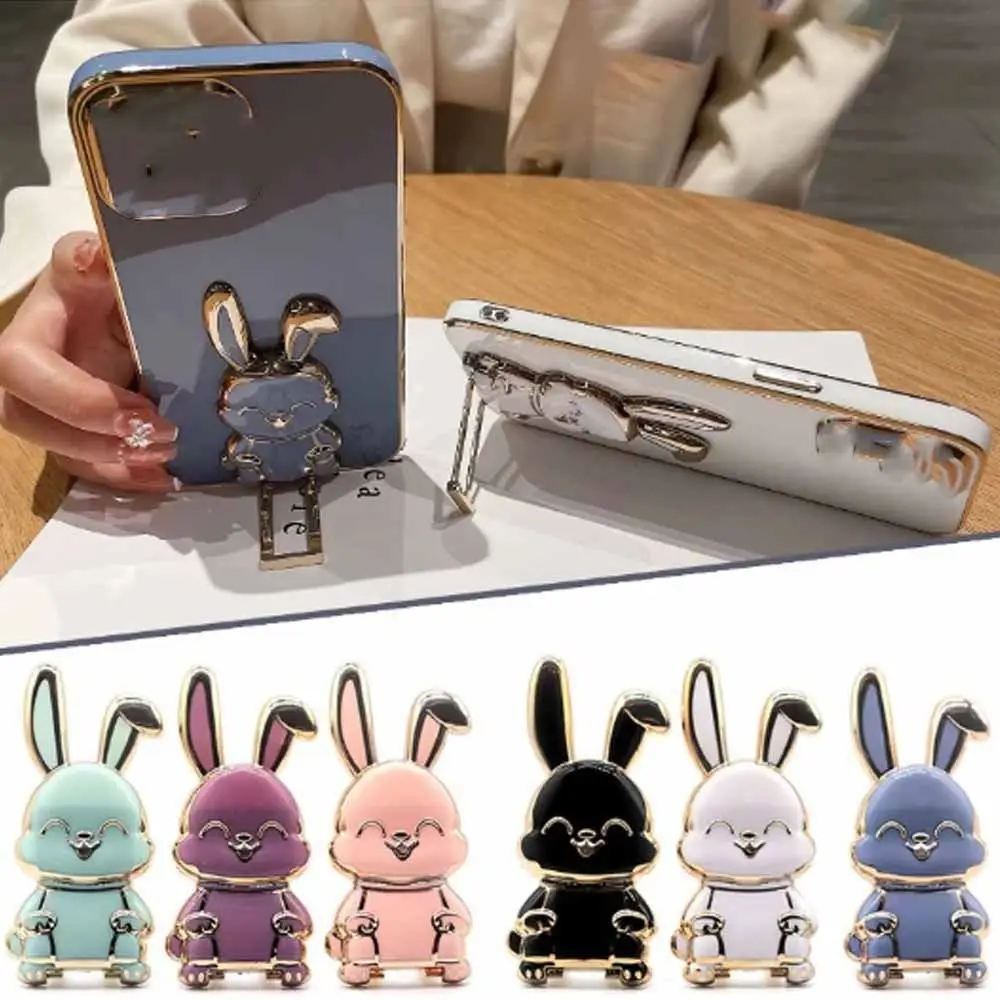 Cute ABS Bunny Finger Ring Holder Mobile Phone Holder Foldable Phone Finger Ring Holder Mobile Phone Mini Pull Rod