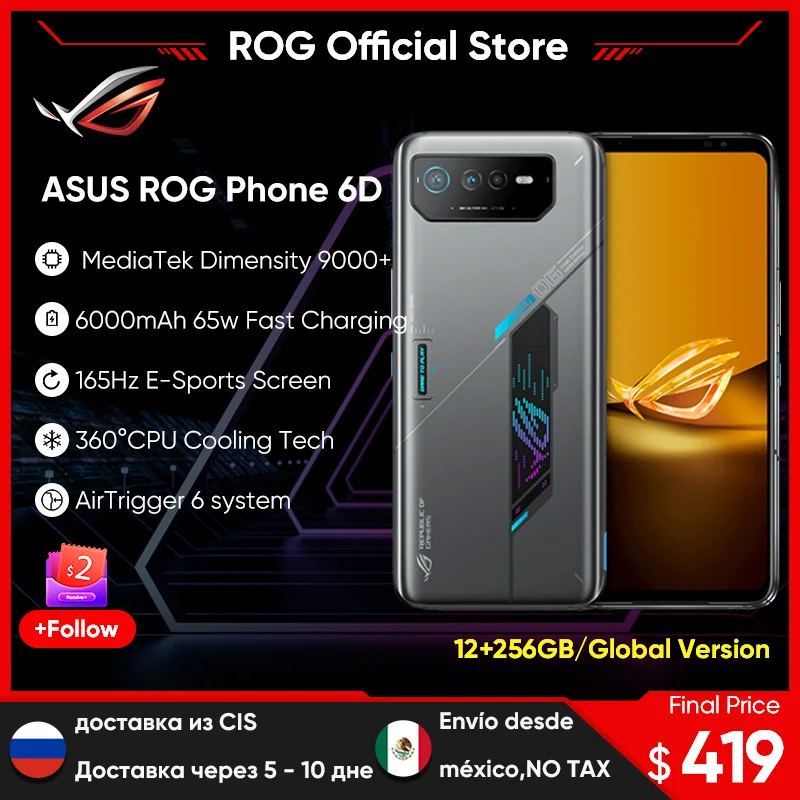 

ASUS ROG 6D/6D Ultimate Smartphone MediaTek Dimensity 9000+ 165Hz E-Sports Screen 6000mAh Battery Fast charging ROG Phone