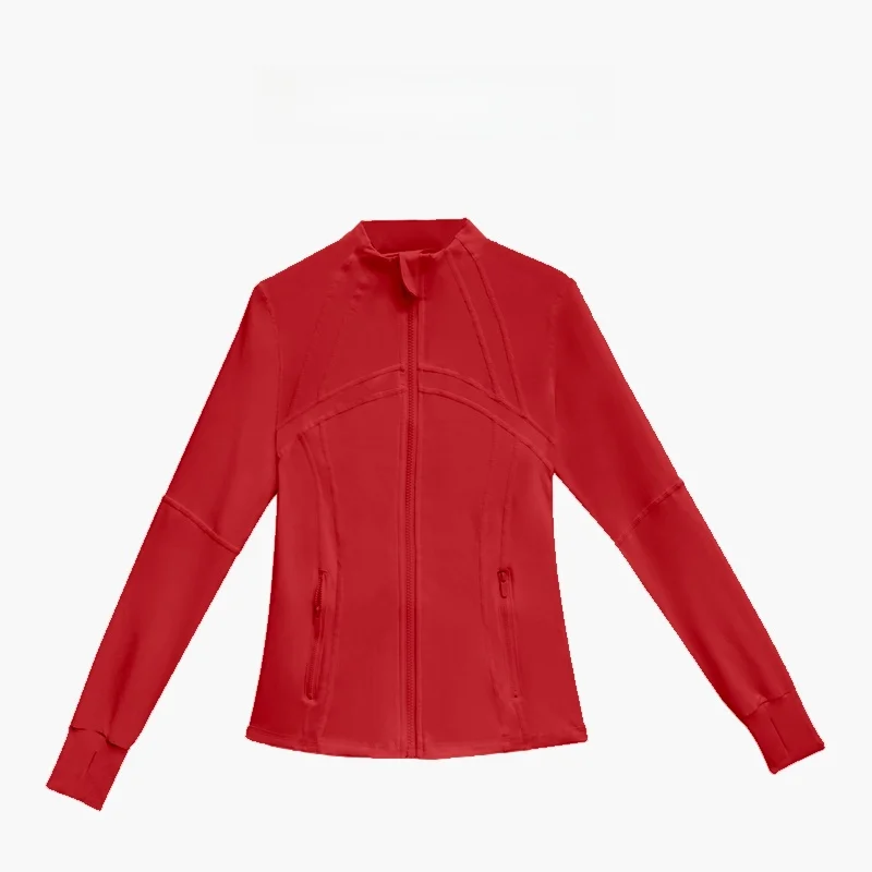 新しい厚手のフリーススタンドカラージッパースポーツジャケット女性のウエストを締めるサイクリング通気性速乾性ヨガフィットネスウェア