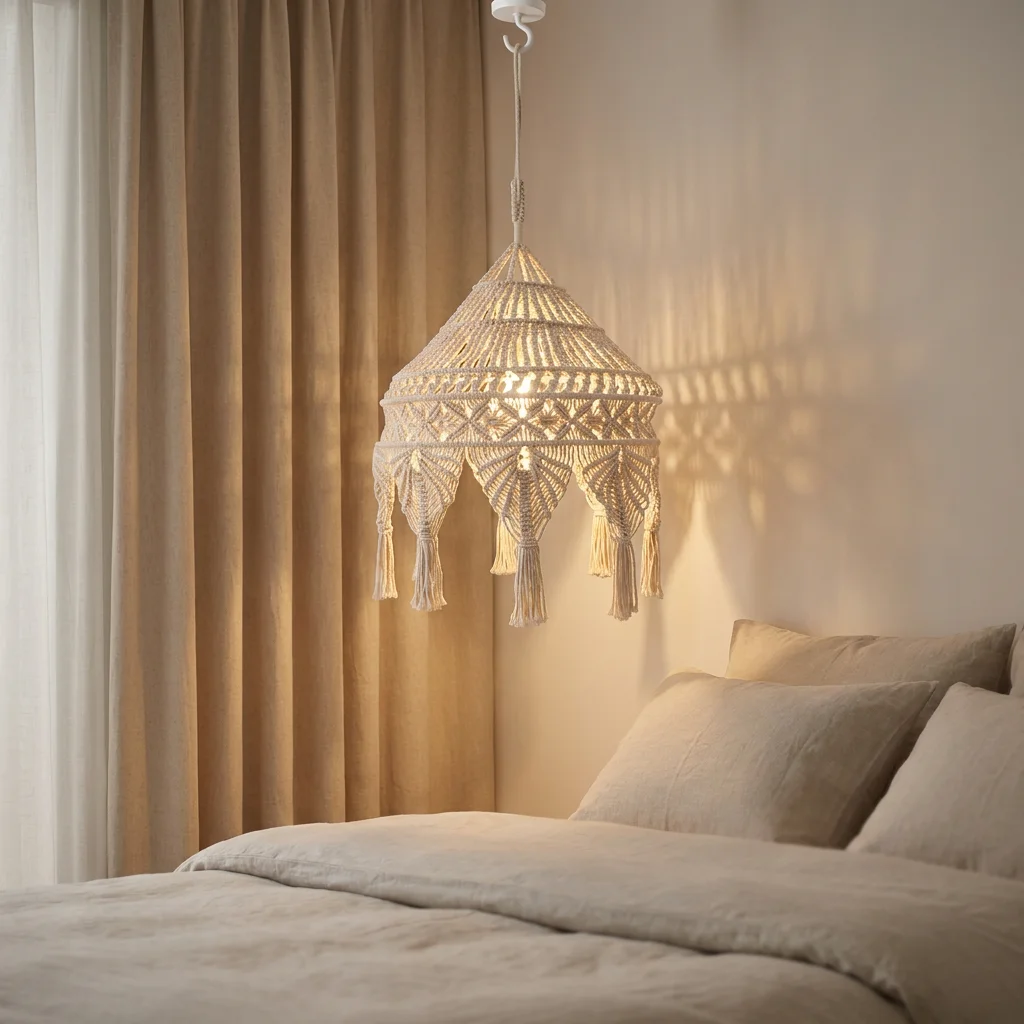 Beautiful Red Fringe Macrame Lampshade Tapestry Items Wall Hangings Decorations for Luxury Housewarming Gift