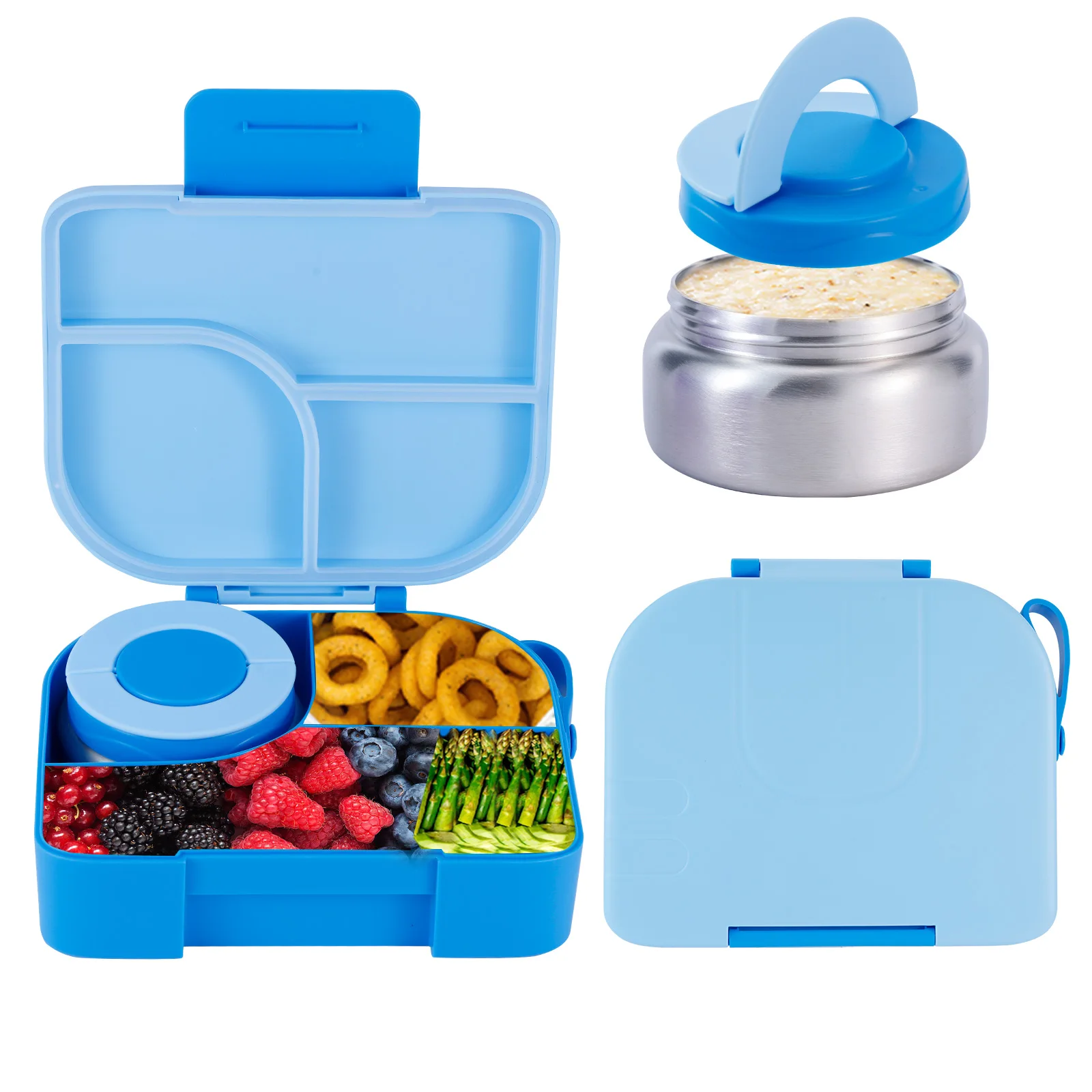 Bento Lunch Box con termo per zuppa da 8 once, contenitori per alimenti a tenuta stagna con 4 scomparti